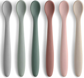 6 Piece Silicone Baby Feeding Spoons Soft Tip First Stage Set