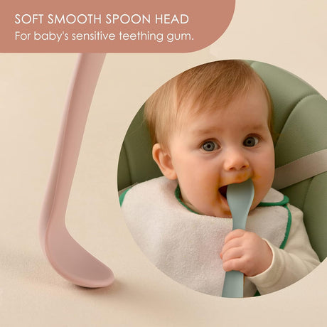 6 Piece Silicone Baby Feeding Spoons Soft Tip First Stage Set