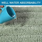 Underside of the chenille bath rug showing the non slip backing