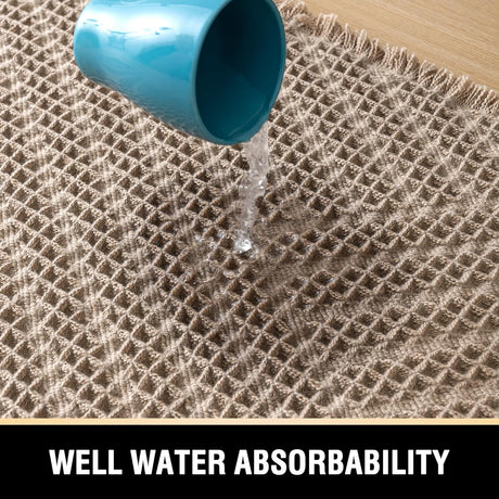 Underside of the cream waffle bath mat showing the non slip backing