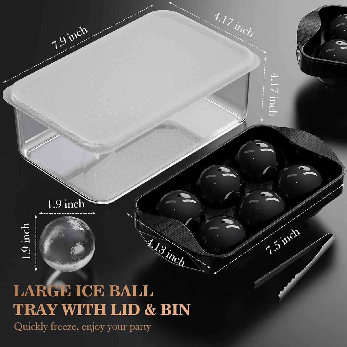 Tournus Ice Ball Mould Set with Storage Bin and Tongs