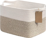 Sylvan brown square handwoven cotton rope storage basket with handles