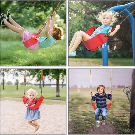Red swing seat with steel rings and S hook