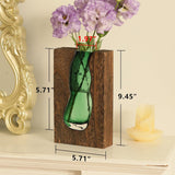 Wood and glass vase with removable glass insert