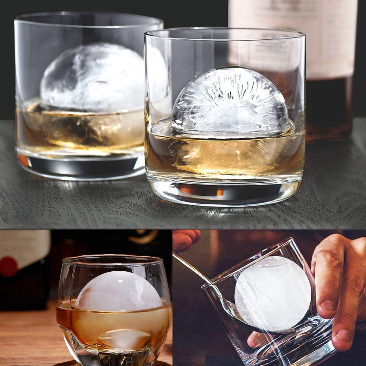 Corbara Ice Ball Mould, Sphere, 2.5 Inch, with Funnel, 4pcs