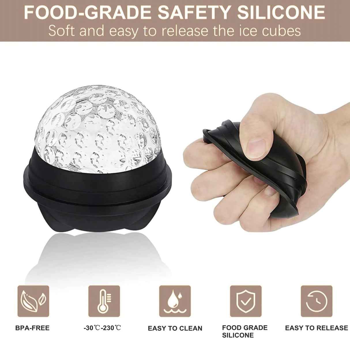 Patria Ice Mould, Golf Ball Sphere, 2.5 Inch, 4pcs