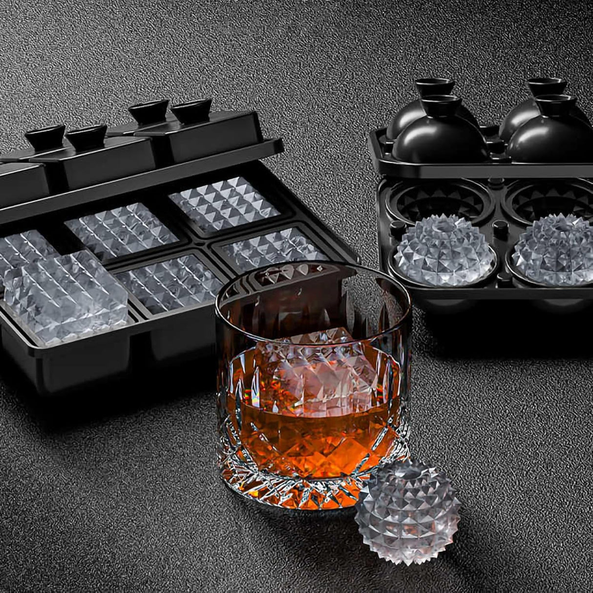 Averno Ice Mould, Etched Sphere, Silicone, 6 Cavity