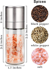 Trapani Salt and Pepper Grinder Set, Glass and Stainless Steel, Ceramic Rotor, 2pcs