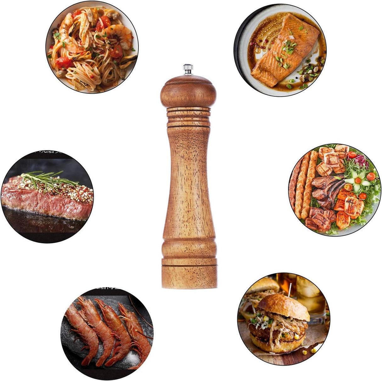 Catania Pepper Grinder, Oak Wood, Ceramic Mechanism, Dark, 8 Inch