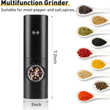 Erice Salt or Pepper Grinder, Electric, Battery Powered, LED Light, Silver
