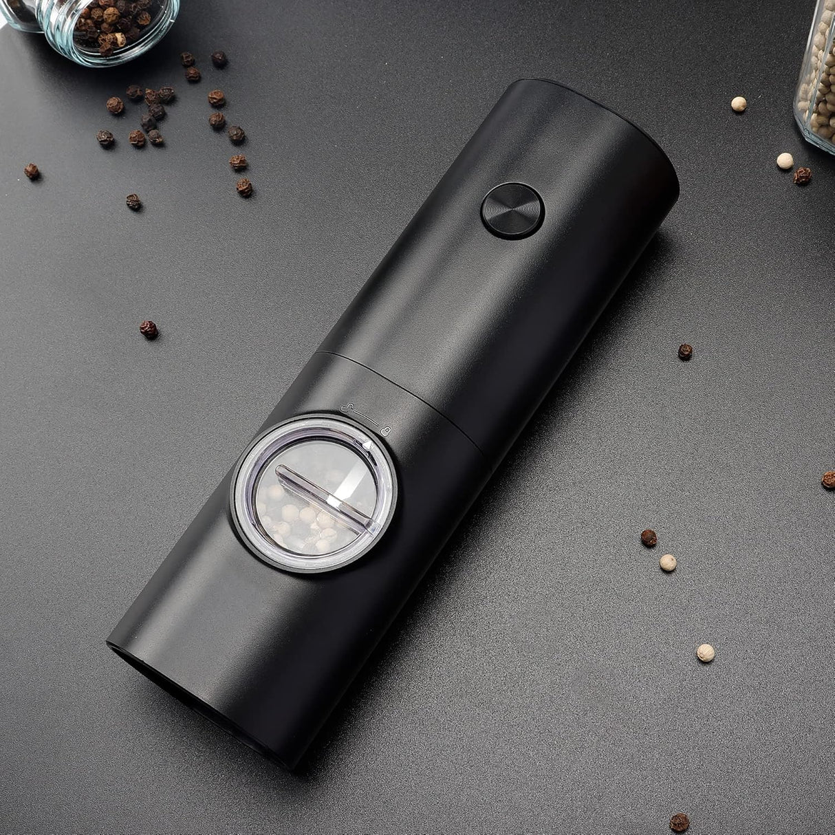 Erice Salt or Pepper Grinder, Electric, Battery Powered, LED Light, Silver
