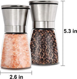 Trapani Salt and Pepper Grinder Set, Glass and Stainless Steel, Ceramic Rotor, 2pcs