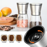 Trapani Salt and Pepper Grinder Set, Glass and Stainless Steel, Ceramic Rotor, 2pcs