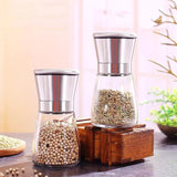Trapani Salt and Pepper Grinder Set, Glass and Stainless Steel, Ceramic Rotor, 2pcs