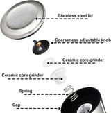 Trapani Salt and Pepper Grinder Set, Glass and Stainless Steel, Ceramic Rotor, 2pcs