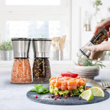 Trapani Salt and Pepper Grinder Set, Glass and Stainless Steel, Ceramic Rotor, 2pcs