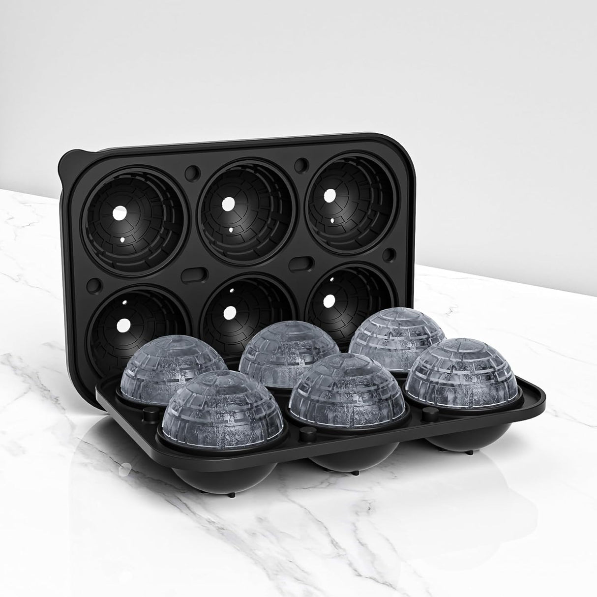 Fiastra Ice Cube Tray, Sphere, Silicone, 6 Cavity, 2.4 Inch