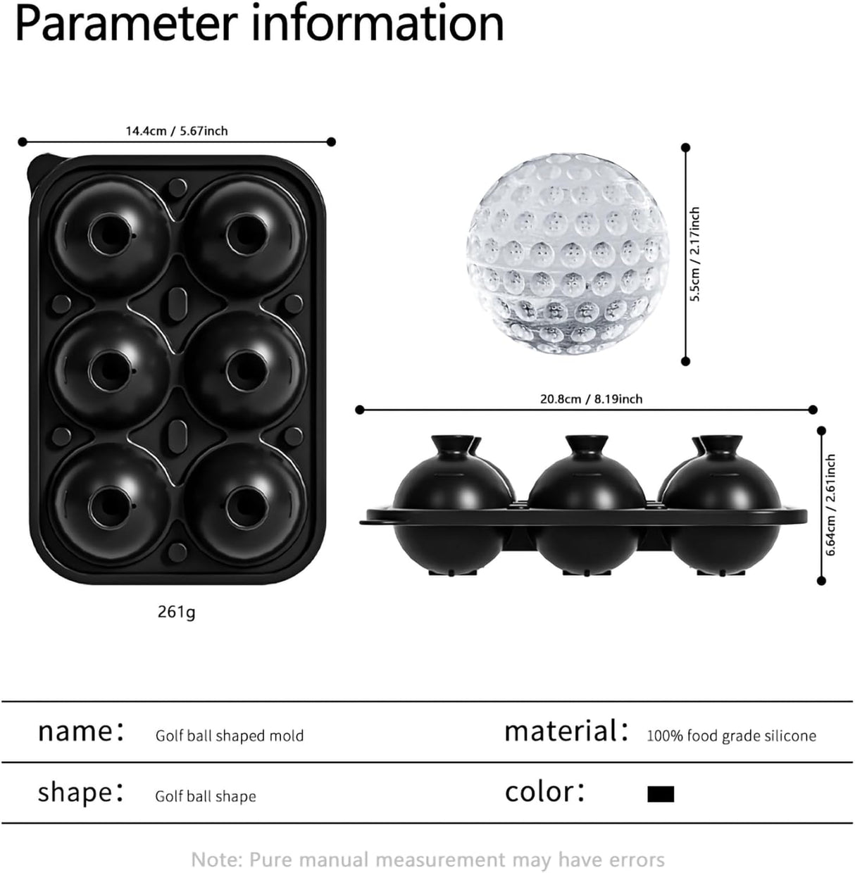 Camp Golf Ball Ice Mould, 2.2 Inch Sphere, Silicone