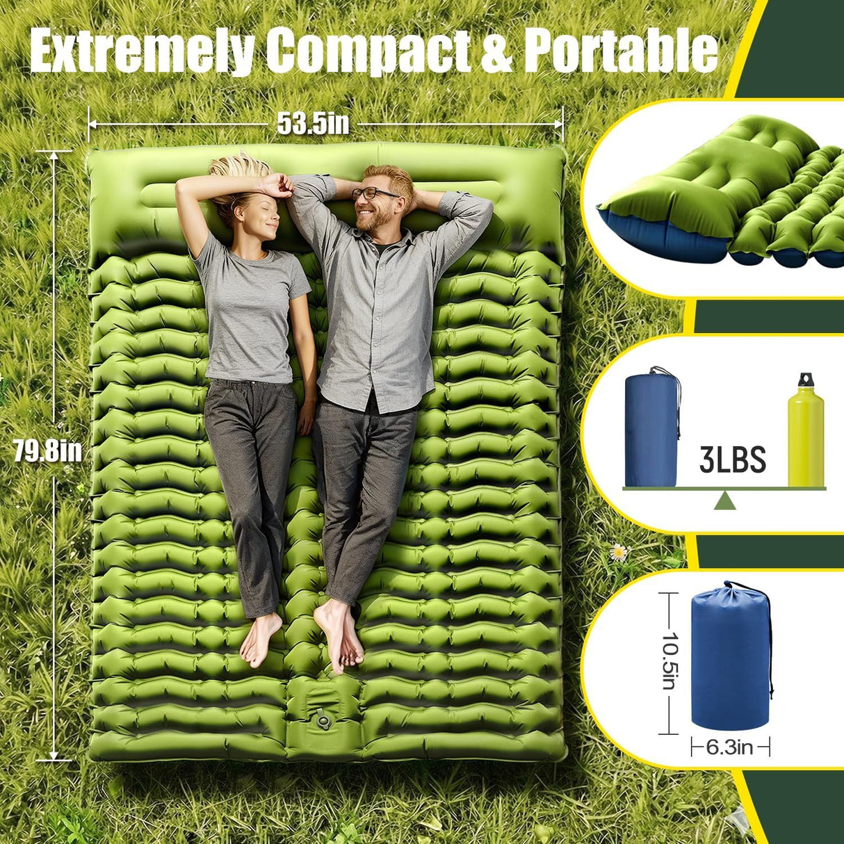 Kootenay Self Inflating Camping Mattress, Double 10cm
