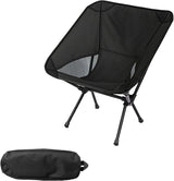 Black lightweight folding camp chair with aluminium frame ready for the outdoors