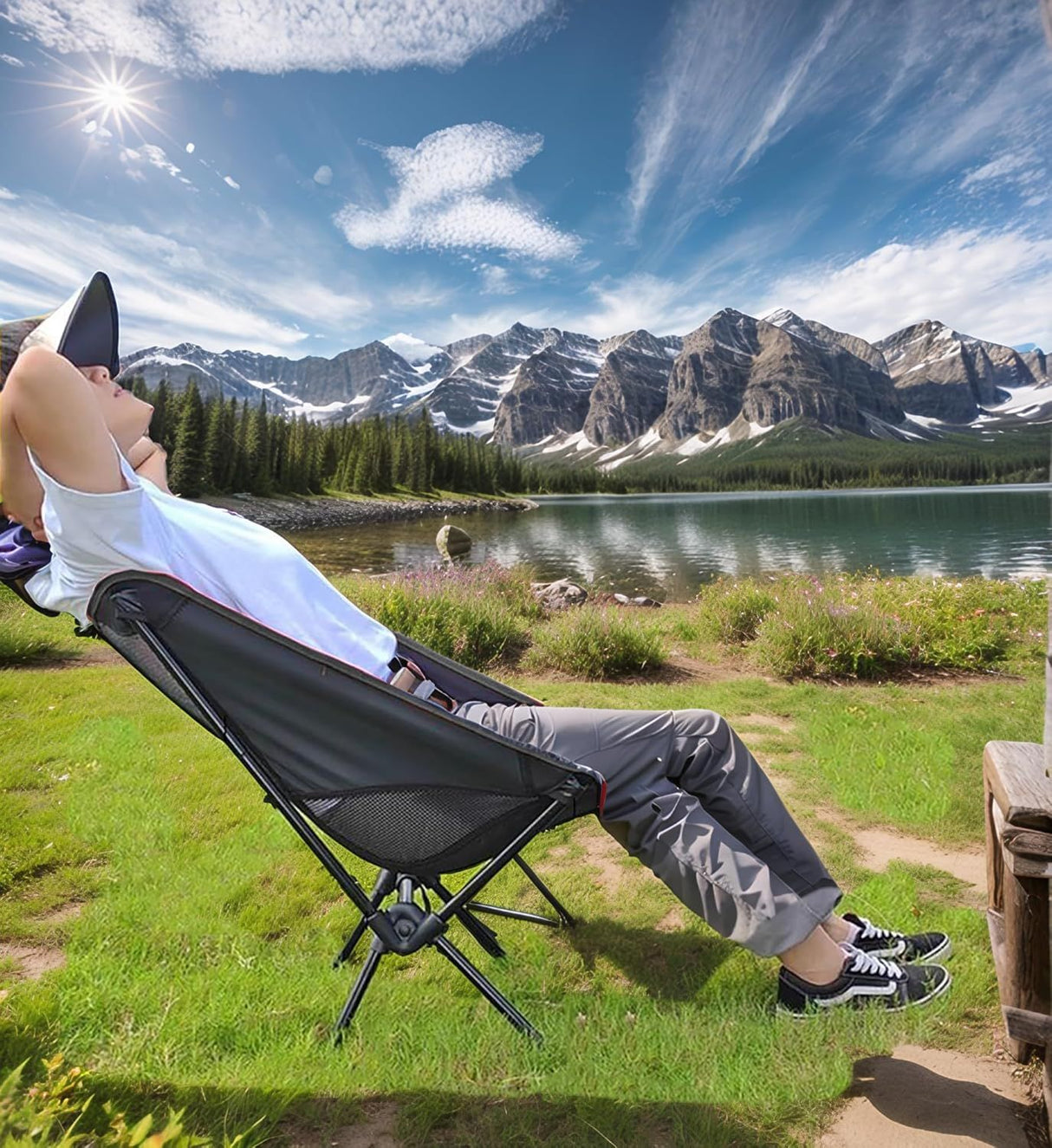 Standley Folding Camp Chair, Black