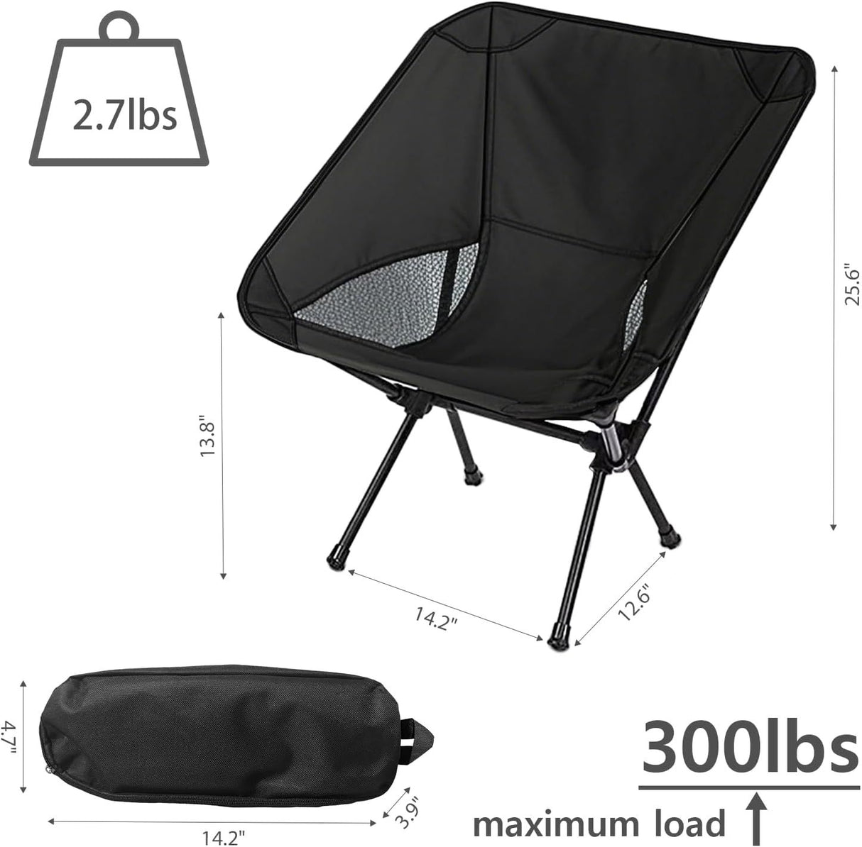 Standley Folding Camp Chair, Black