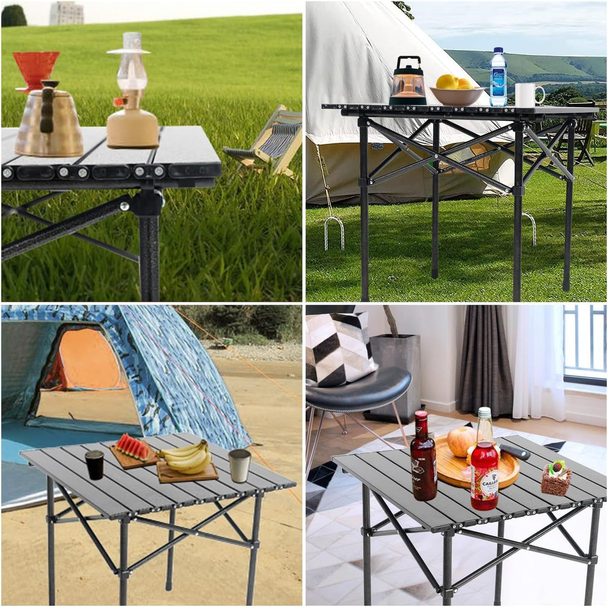 Redbank Aluminium Folding Side Table, Black