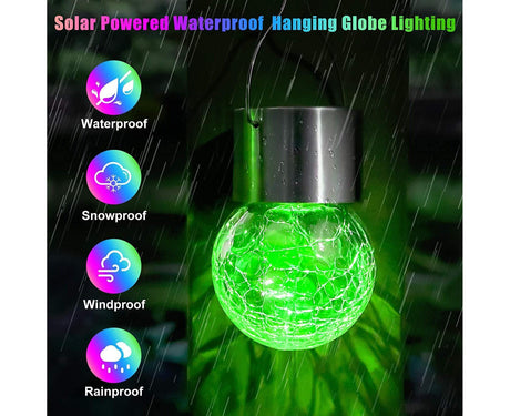 Cracked Glass Solar Hanging Ball Lights, Multicolour 12 Pack