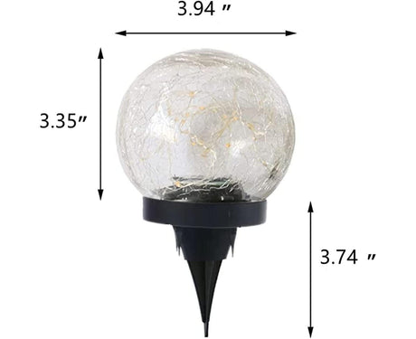 Solar crack glass ball garden light glowing warm white