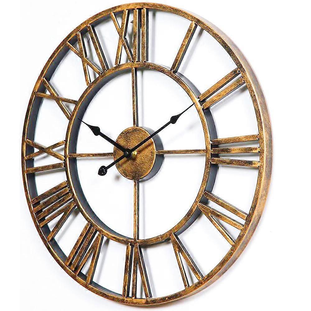 Openwork metal wall clock 40cm angled view