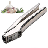 304 stainless steel garlic press with square hole hopper and extended handles