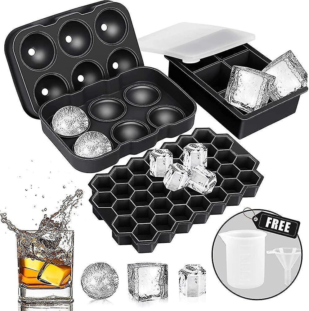 Silicone ice cube mould with removable lid making round and square cubes
