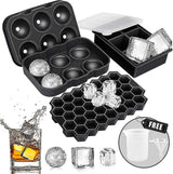 Silicone ice cube mould with removable lid making round and square cubes
