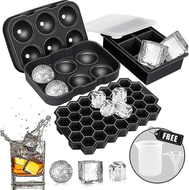 Silicone ice cube mould with removable lid making round and square cubes