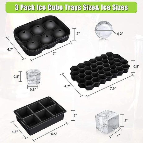 Silicone ice cube mould with removable lid making round and square cubes
