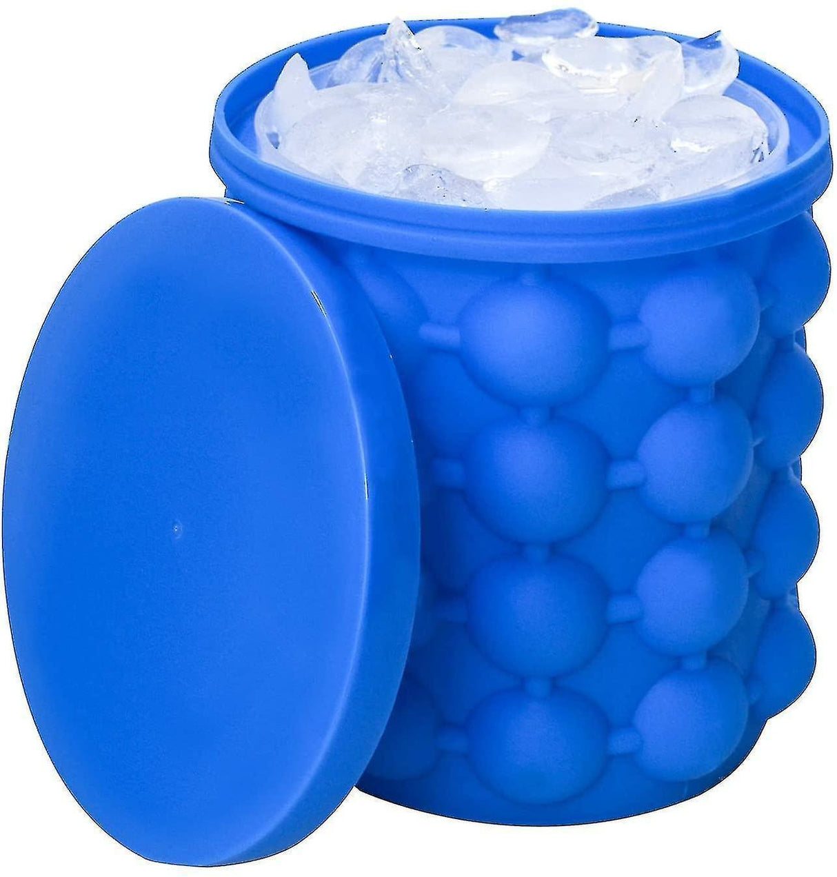 Dark blue silicone two in one ice cube mould and ice bucket