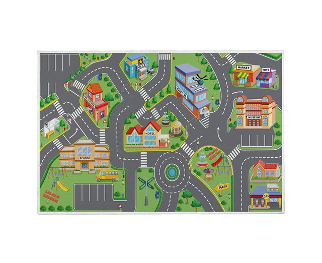 Baby play mat with city road print