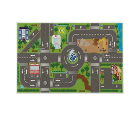 Baby play mat with city road print