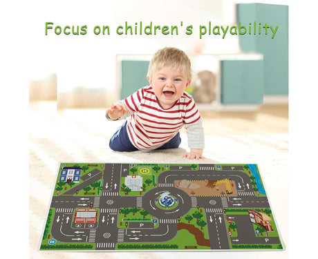 Baby play mat with city road print