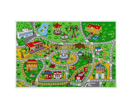 Baby play mat with city road print