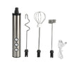 Rechargeable handheld milk frother with stainless steel whisk head