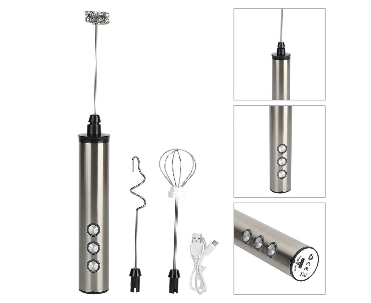 Speed buttons and indicator lights on the handheld frother