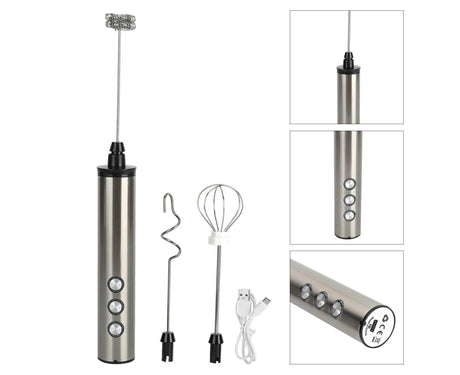 Speed buttons and indicator lights on the handheld frother