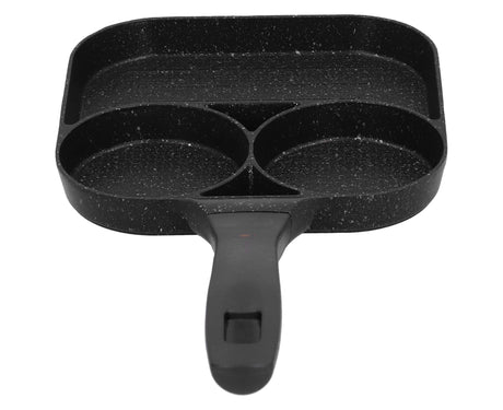 Underside of the aluminium egg frying pan showing single mould construction