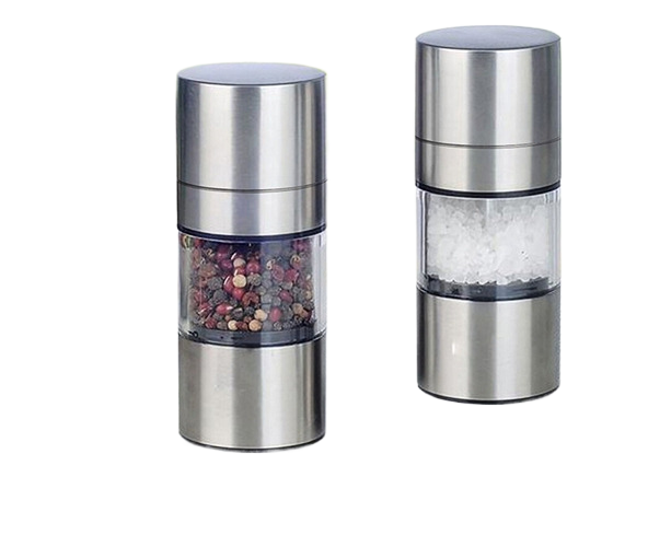 Agrigento stainless steel salt or pepper mill in silver, compact size