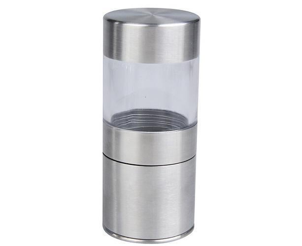 Agrigento Salt or Pepper Mill, Stainless Steel, Portable, 12cm