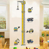 Kids Growth Height Chart Wall Sticker, Construction Vehicles