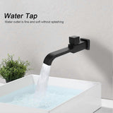 Side view of matte black wall mounted basin tap showing slim spout profile
