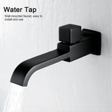 Matte black basin tap mounted on wall above a bathroom basin