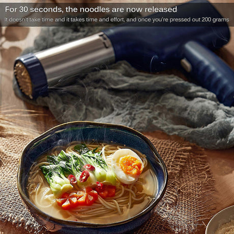 Pasta maker pressing fresh noodles into a bowl